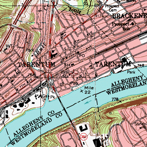 Topographic Map of Tarentum Police Department, PA
