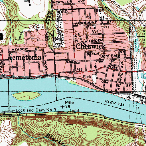 Topographic Map of Valley Community Services, PA