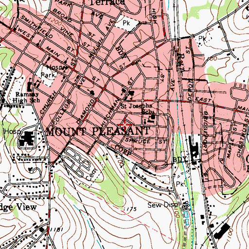 Topographic Map of Valley Community Services, PA