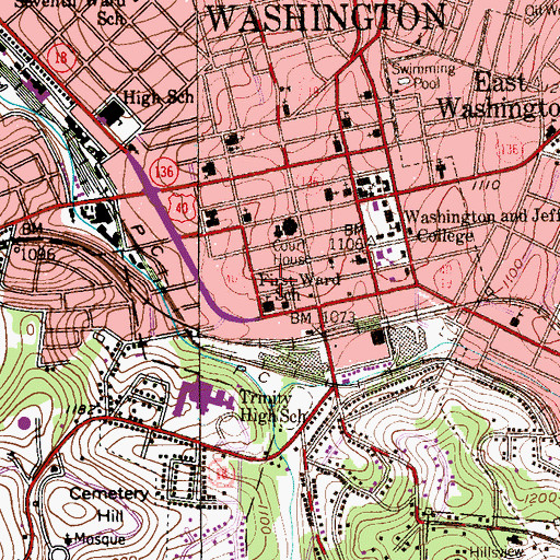 Topographic Map of Washington City Police, PA