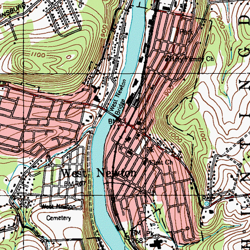 Topographic Map of West Newton Police Department, PA