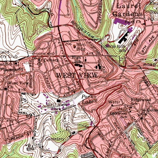 Topographic Map of West View Borough Hall, PA