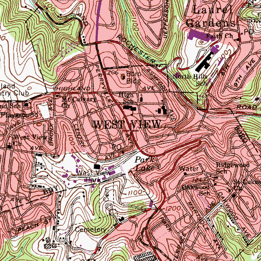 Topographic Map of West View Police Department, PA