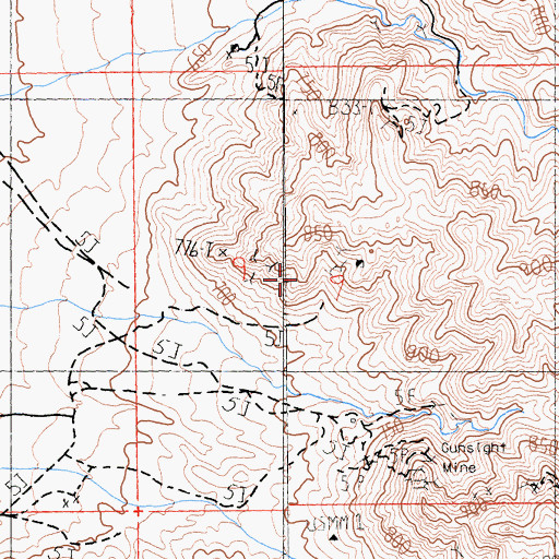 Topographic Map of Gunsight Mine, CA