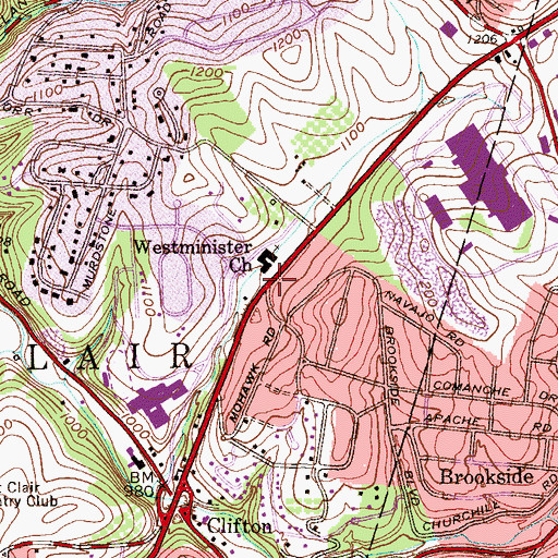 Topographic Map of Westminster Presbyterian Church Day Care Center, PA