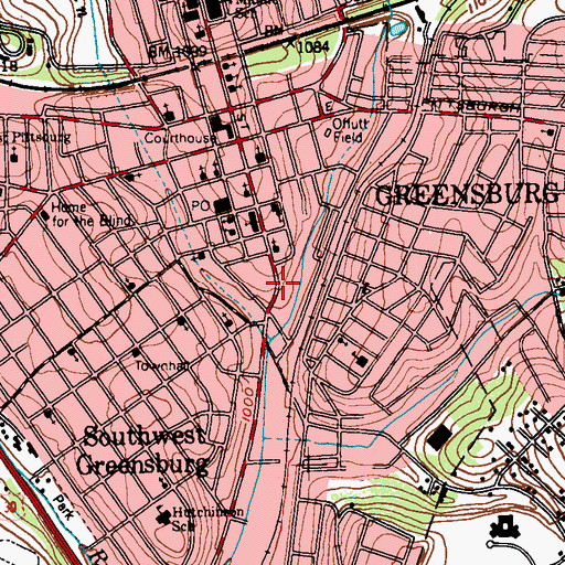 Topographic Map of Westmoreland Council Girl Scouts of America, PA