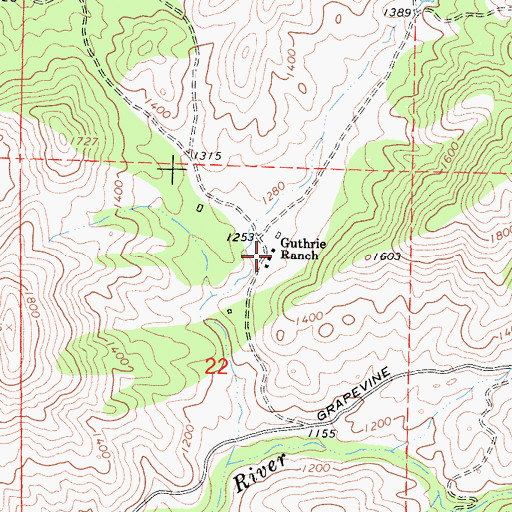 Topographic Map of Guthrie Ranch, CA