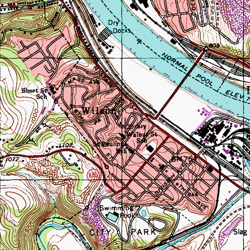 Topographic Map of Wilson Branch Library, PA