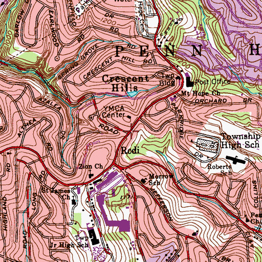 Topographic Map of YMCA of Greater Pittsburgh, PA