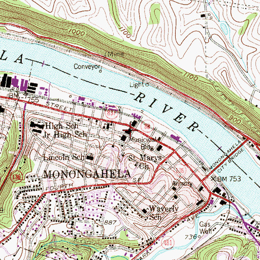 Topographic Map of First Presbyterian Church, PA