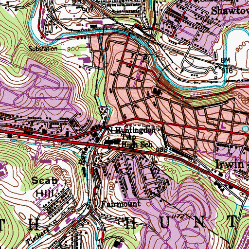 Topographic Map of First Presbyterian Church, PA