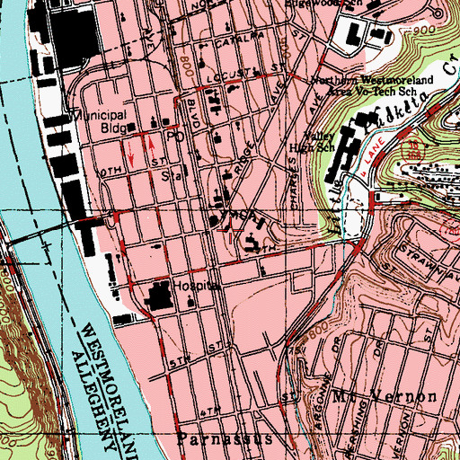 Topographic Map of First United Methodist Church, PA