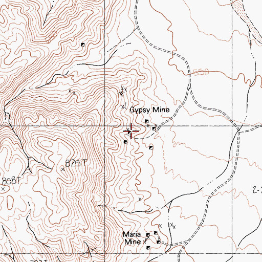Topographic Map of Gypsy Mine, CA