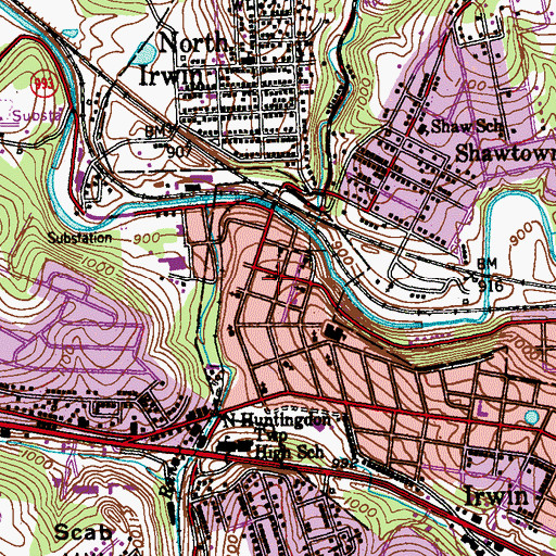 Topographic Map of First United Methodist Church, PA