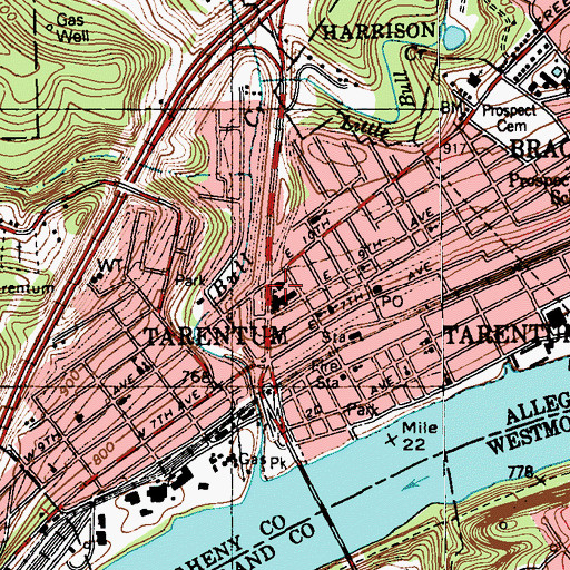 Topographic Map of First United Presbyterian Church, PA