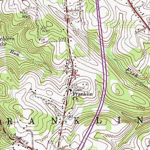 Topographic Map of Franklin Park Baptist Church, PA