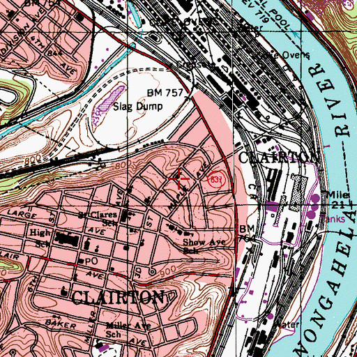 Topographic Map of Gethsemane Church of God and Christ, PA