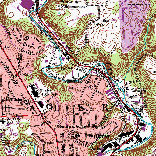 Topographic Map of Glenshaw Valley Presbyterian Church, PA