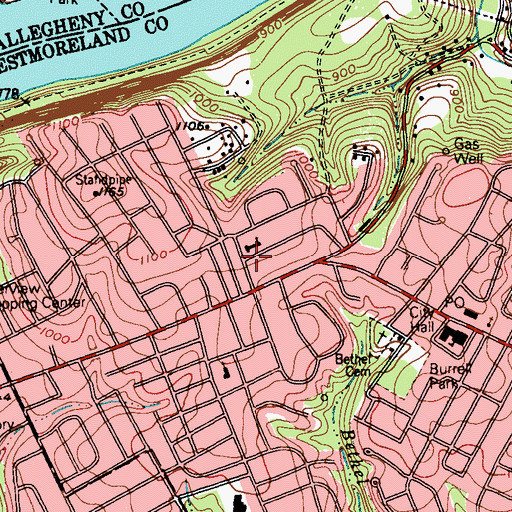 Topographic Map of Grace Community Presbyterian Church, PA