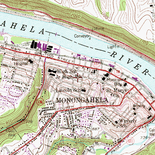 Topographic Map of Grace Lutheran Church, PA