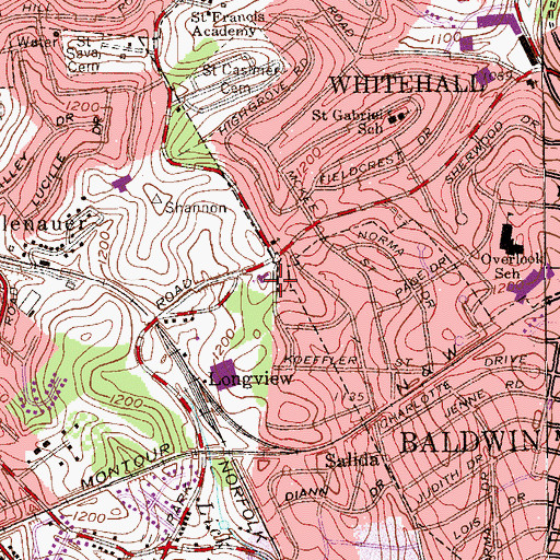 Topographic Map of Hamilton Presbyterian Church, PA