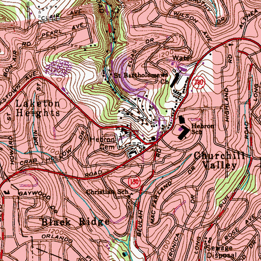 Topographic Map of Hebron United Presbyterian Church, PA