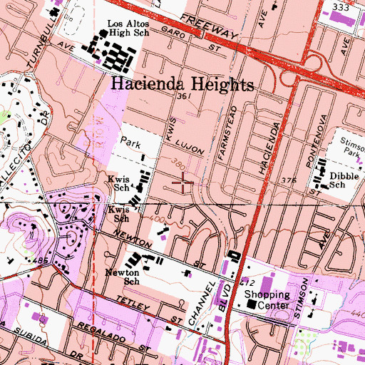 Topographic Map of Hacienda Channel, CA
