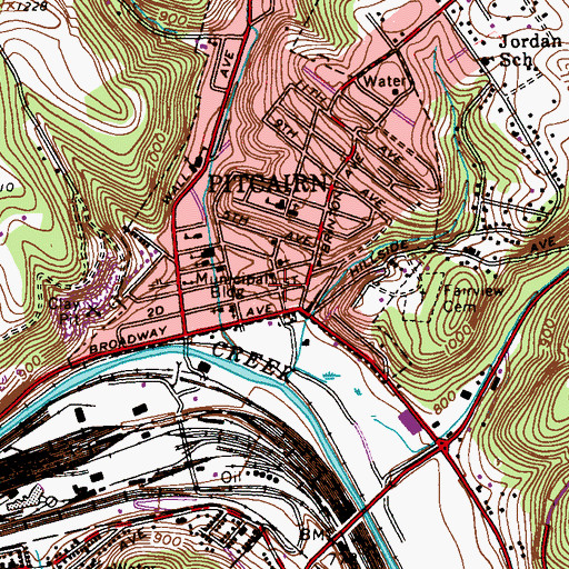 Topographic Map of Highland Avenue United Methodist Church, PA