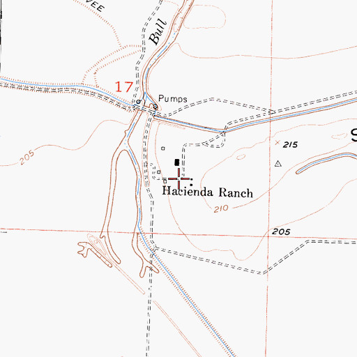 Topographic Map of Hacienda Ranch, CA