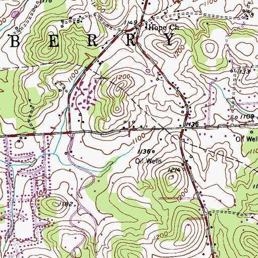 Topographic Map of Little Yellow House Church, PA