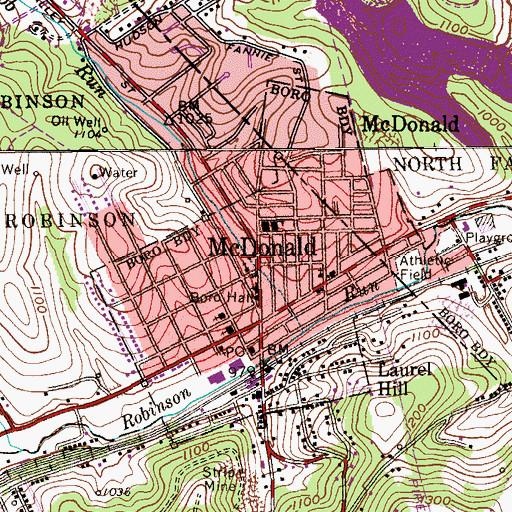 Topographic Map of McDonald Alliance Church, PA
