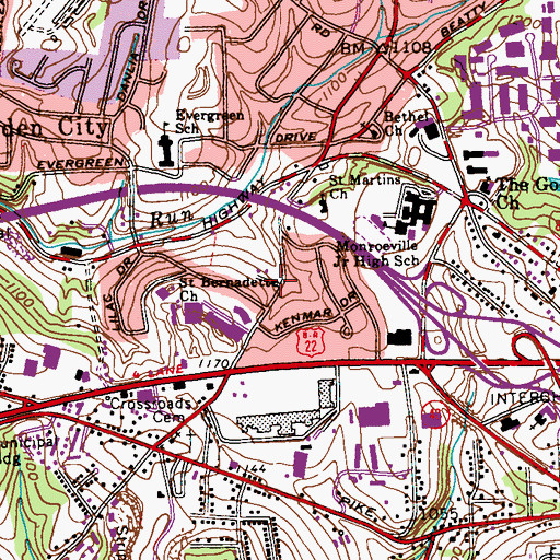 Topographic Map of Monroeville United Methodist Church, PA