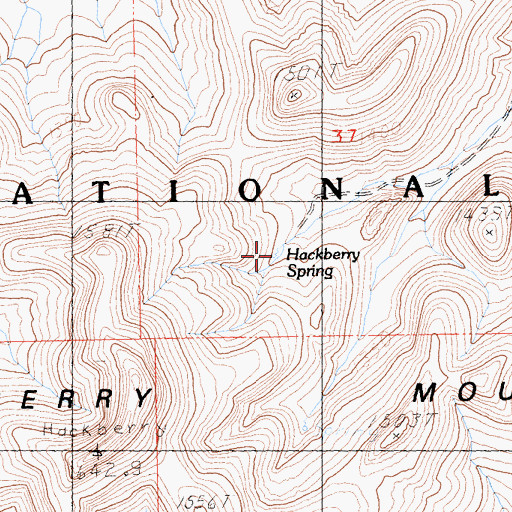 Topographic Map of Hackberry Spring, CA