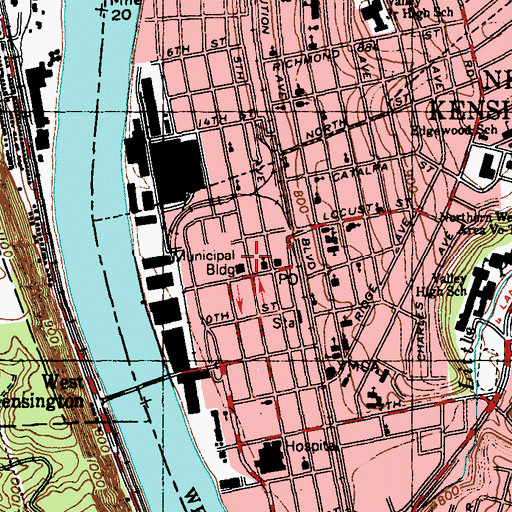 Topographic Map of Mount Calvary Missionary Baptist Church, PA