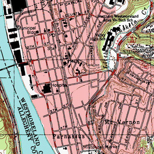 Topographic Map of Mount Saint Peters Church, PA