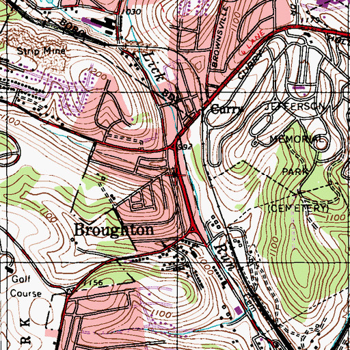 Topographic Map of Nativity Church of South Park, PA