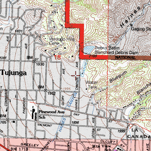 Topographic Map of Haines Canyon, CA