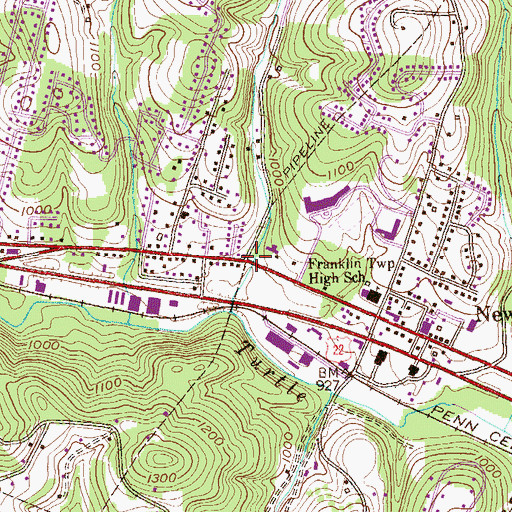 Topographic Map of Newlonsburg Presbyterian Church, PA