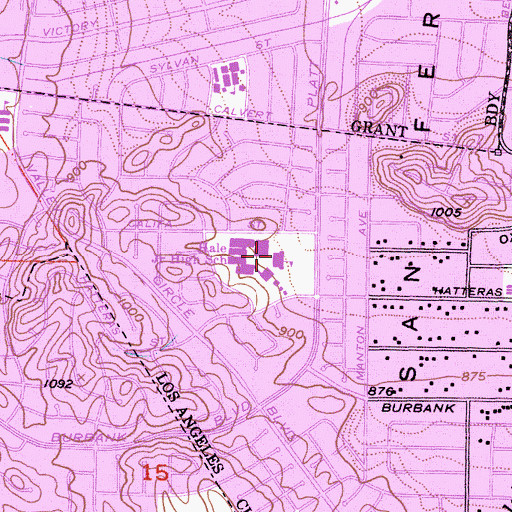 Topographic Map of Hale Middle School, CA