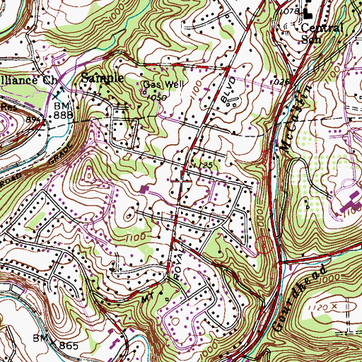 Topographic Map of Parkwood United Presbyterian Church, PA
