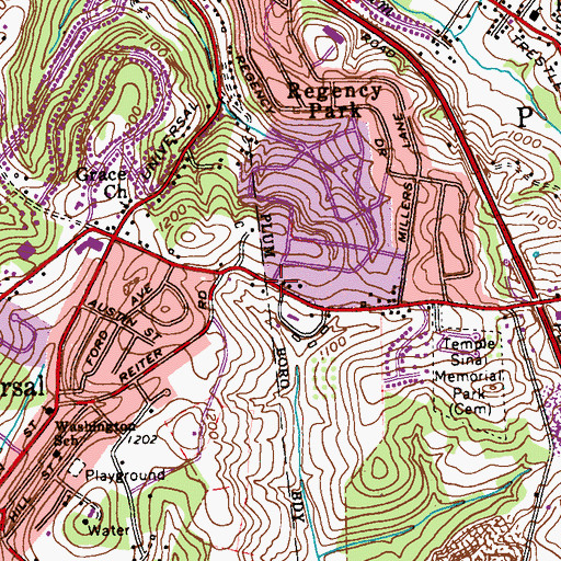 Topographic Map of Penn Hills Alliance Church, PA