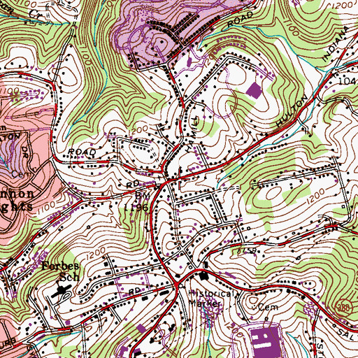 Topographic Map of Penn Hills Baptist Church, PA