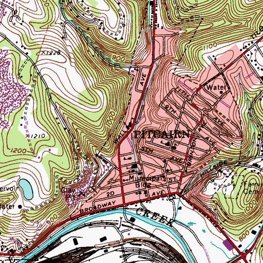 Topographic Map of Pitcairn Assembly of God Church, PA