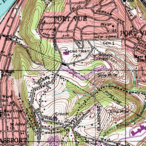 Topographic Map of Port Vue United Methodist Church, PA