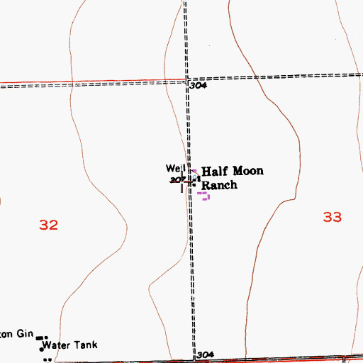 Topographic Map of Half Moon Ranch, CA