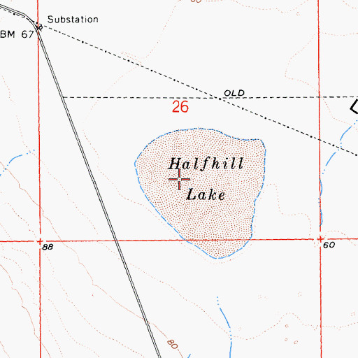 Topographic Map of Halfhill Lake, CA