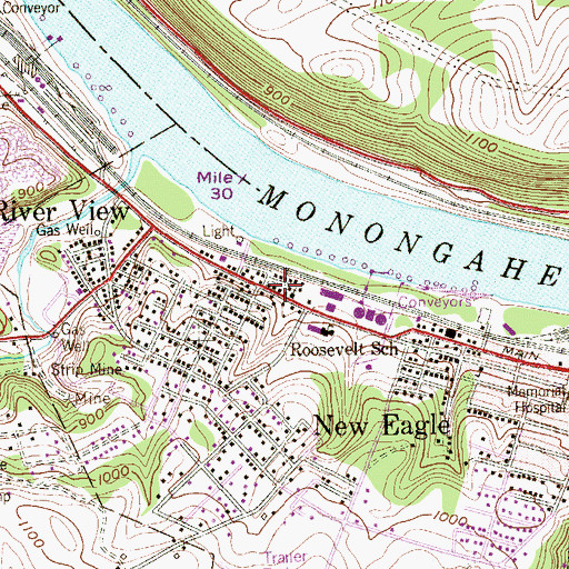 Topographic Map of Riverview Baptist Church of New Eagle, PA