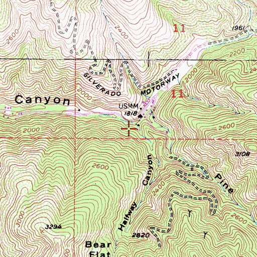 Topographic Map of Halfway Canyon, CA