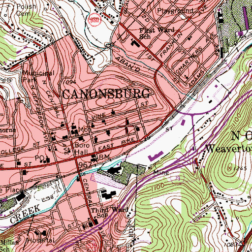Topographic Map of Sacred Heart of Jesus Polish National Catholic Church, PA