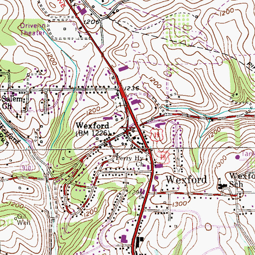 Topographic Map of Saint Alphonsus Church, PA